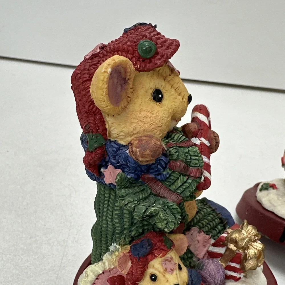 Vintage Holiday Time Christmas Collectible Stocking Holder Lot Mouse Sled Candy
